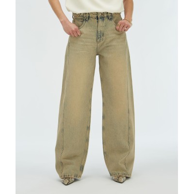 DEWI mid rise balloon fit jeans - dirty wash denim