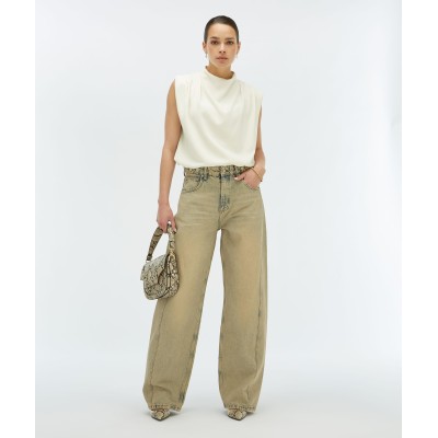 DEWI mid rise balloon fit jeans - dirty wash denim