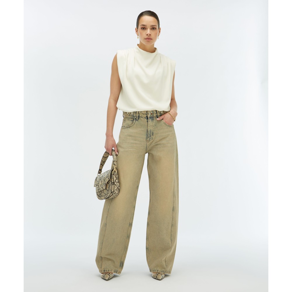 DEWI mid rise balloon fit jeans - dirty wash denim
