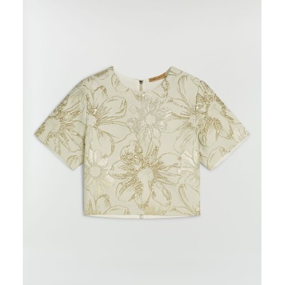 KILIANA cropped top met metallic details - stone silver