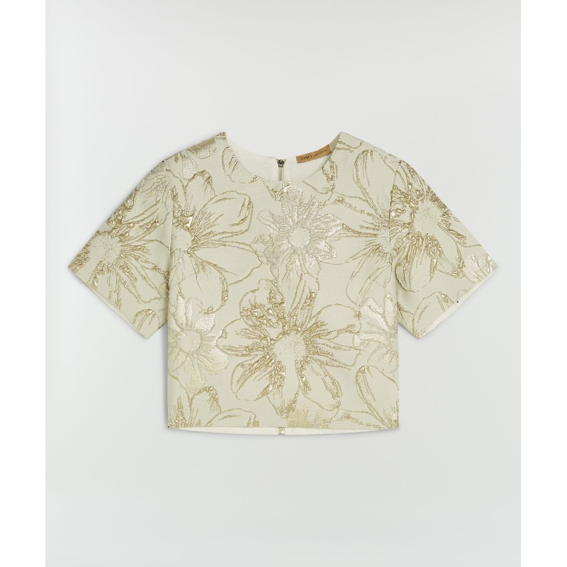 KILIANA cropped top met metallic details - stone silver