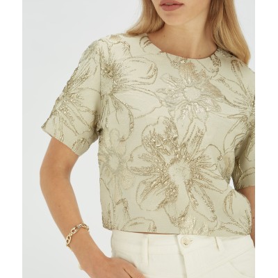 KILIANA cropped top met metallic details - stone silver