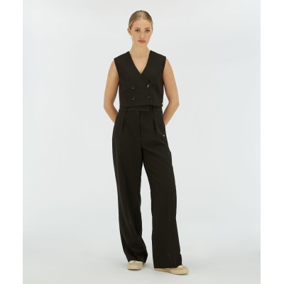 MIES high waisted wide leg pantalon - black