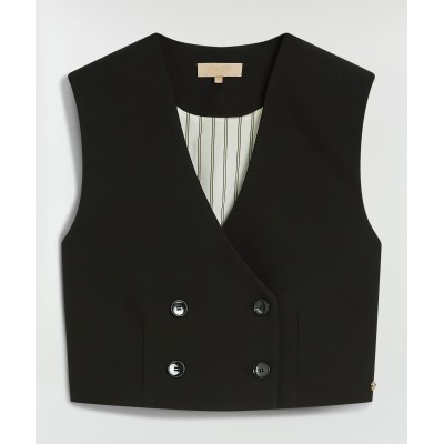 LEVA cropped gilet - black