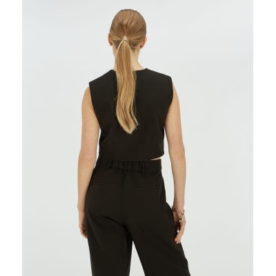 LEVA cropped gilet - black