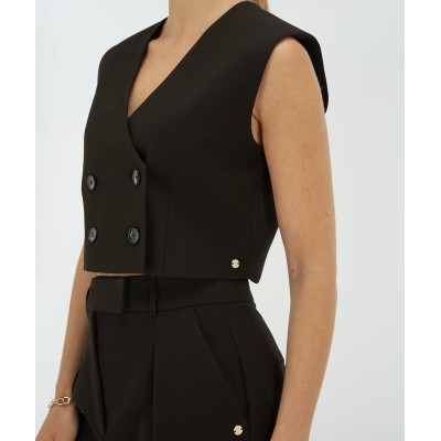 LEVA cropped gilet - black