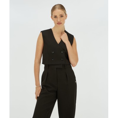 LEVA cropped gilet - black