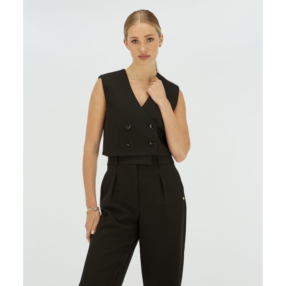 LEVA cropped gilet - black