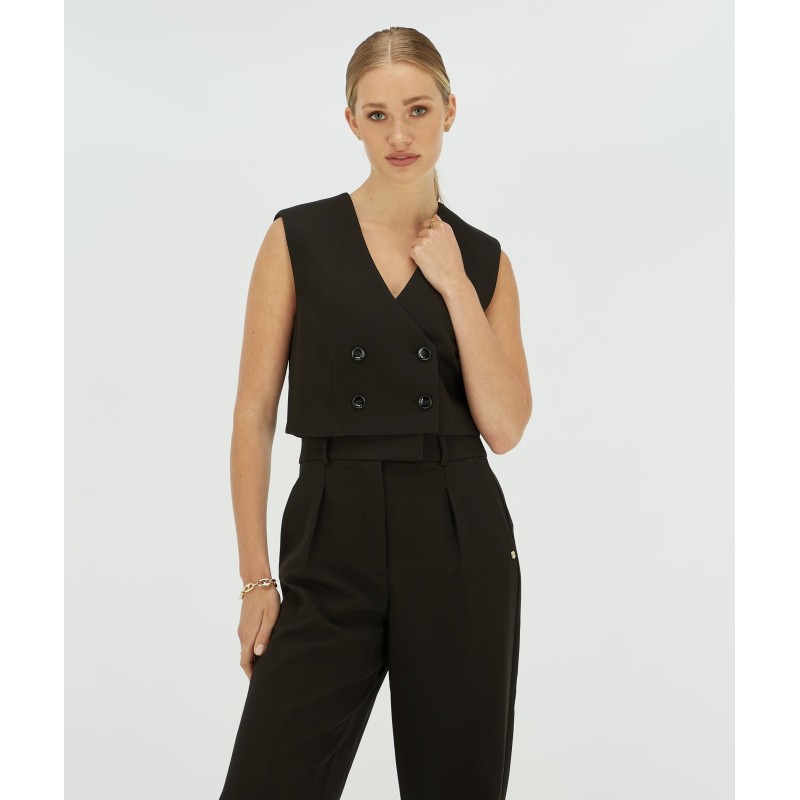 LEVA cropped gilet - black