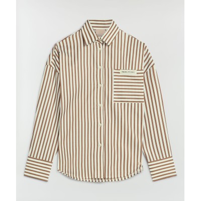 LEXX oversized blouse met strepen - chocolate brown