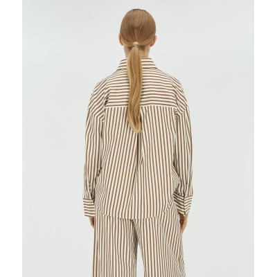 LEXX oversized blouse met strepen - chocolate brown
