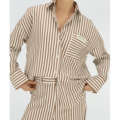 LEXX oversized blouse met strepen - chocolate brown