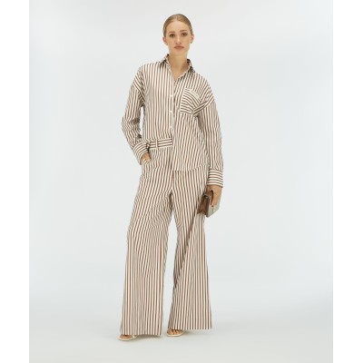 LEXX oversized blouse met strepen - chocolate brown