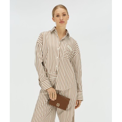 LEXX oversized blouse met strepen - chocolate brown