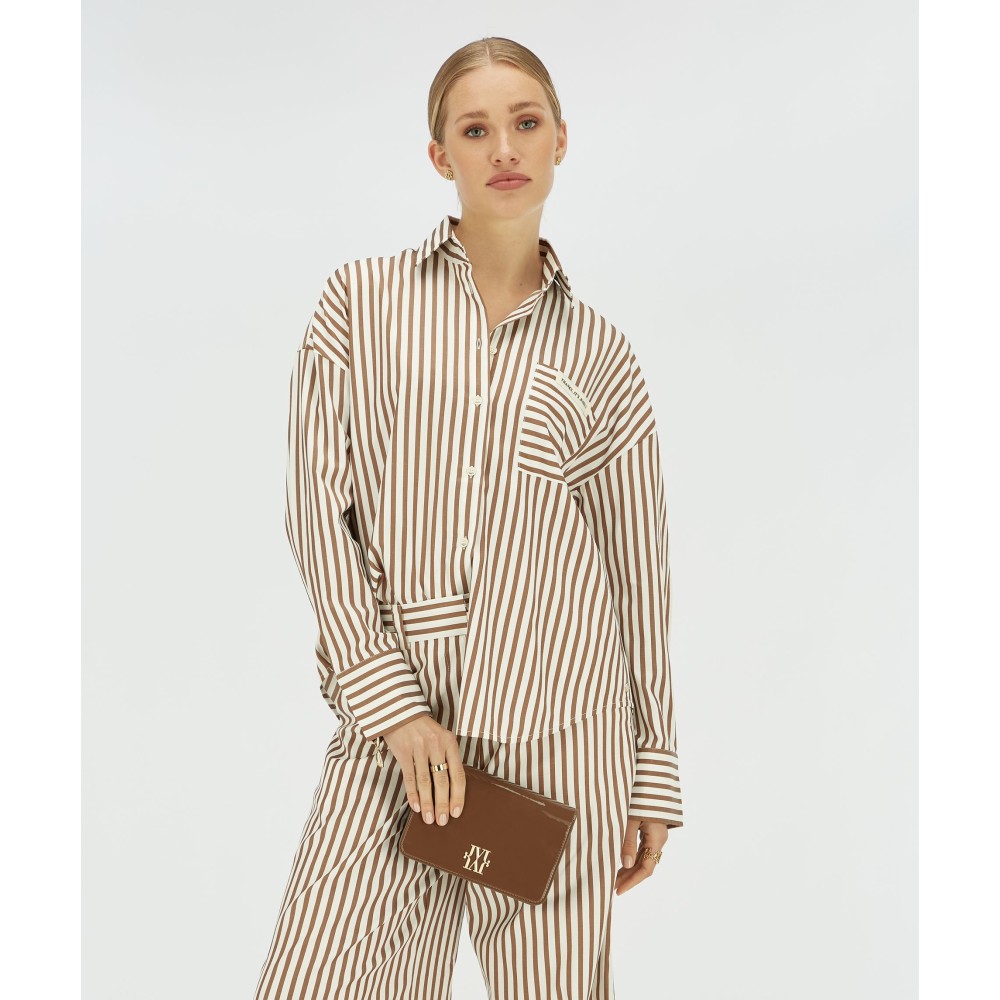 LEXX oversized blouse met strepen - chocolate brown