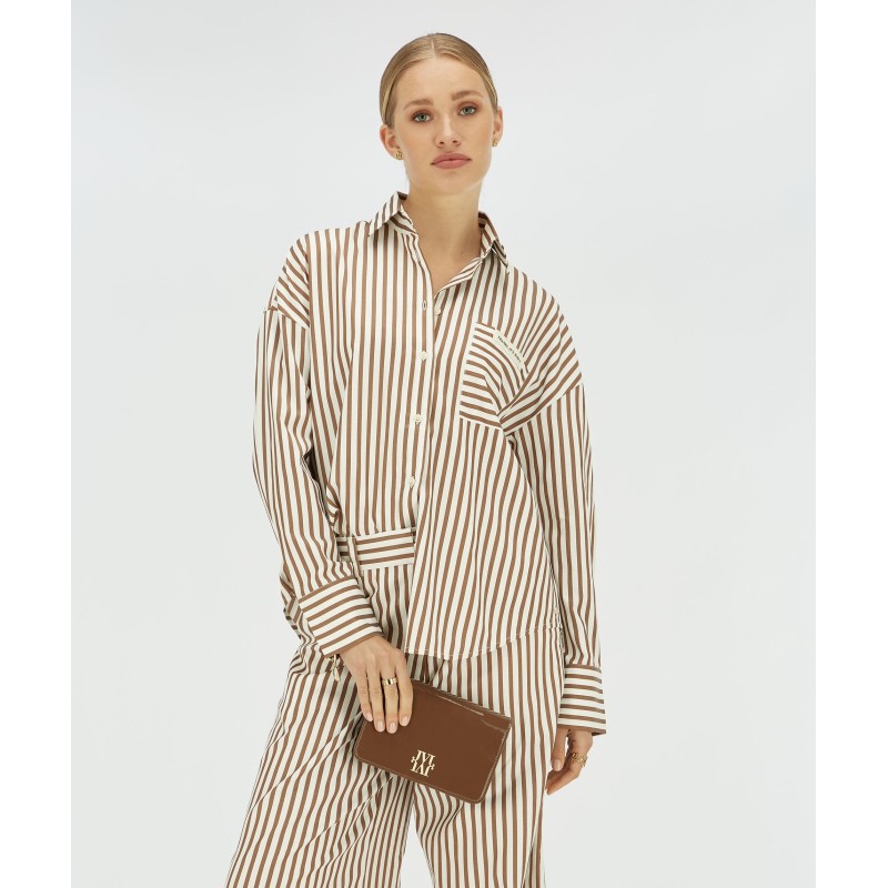 LEXX oversized blouse met strepen - chocolate brown