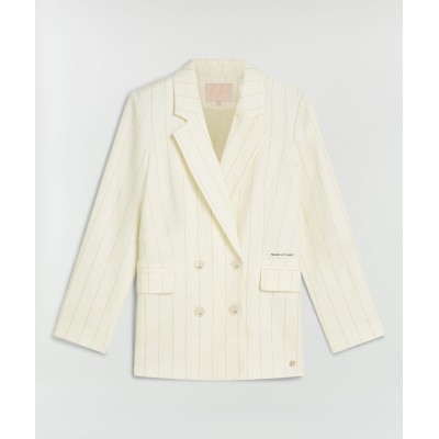 MICHELLE straight fit blazer met lurex - light ecru