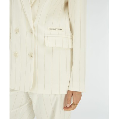 MICHELLE straight fit blazer met lurex - light ecru