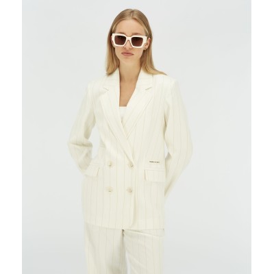 MICHELLE straight fit blazer met lurex - light ecru