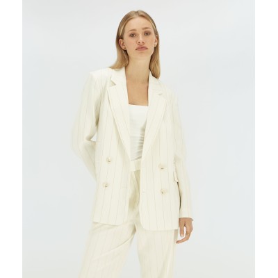 MICHELLE straight fit blazer met lurex - light ecru