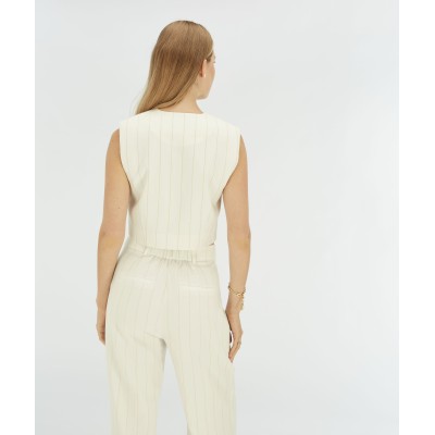 LEVA cropped gilet met lurex - light ecru