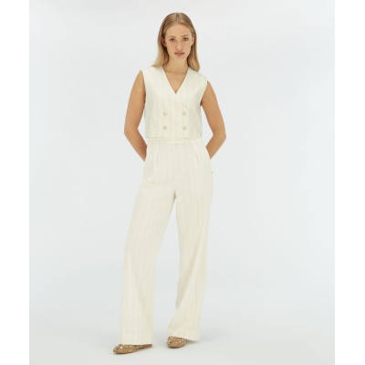 LEVA cropped gilet met lurex - light ecru