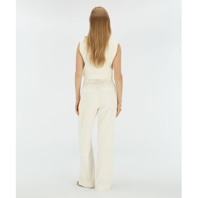 MIES high waisted wide leg pantalon met lurex - light ecru