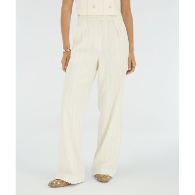 MIES high waisted wide leg pantalon met lurex - light ecru
