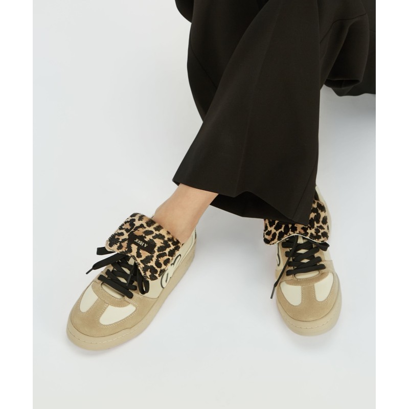 MAEVINA sneakers met luipaardprint - black ecru
