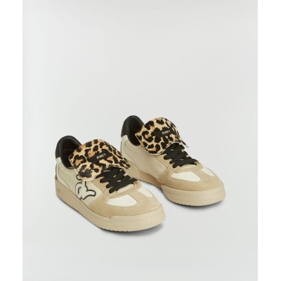 MAEVINA sneakers met luipaardprint - black ecru