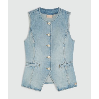 MILLY fitted gilet van denim - blue denim