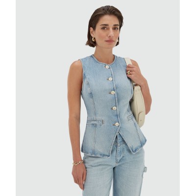 MILLY fitted gilet van denim - blue denim