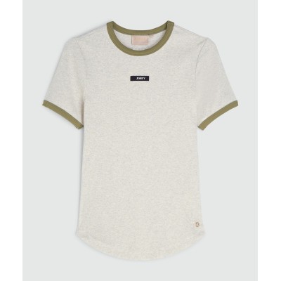 CODY fitted top met logo - ecru melange