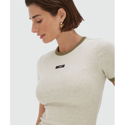 CODY fitted top met logo - ecru melange