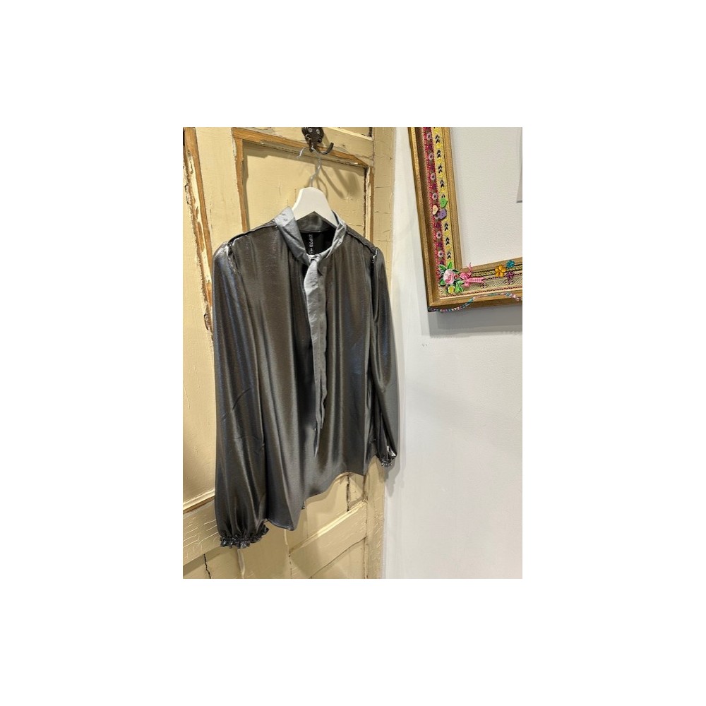 TOP SCARF-TIE METALLIC GREY