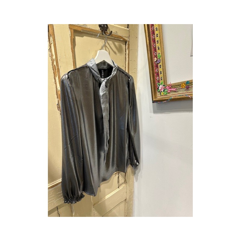 TOP SCARF-TIE METALLIC GREY