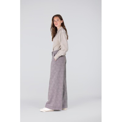 Denise ruit pantalon met wijde pijp | Kaki