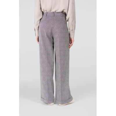 Denise ruit pantalon met wijde pijp | Kaki