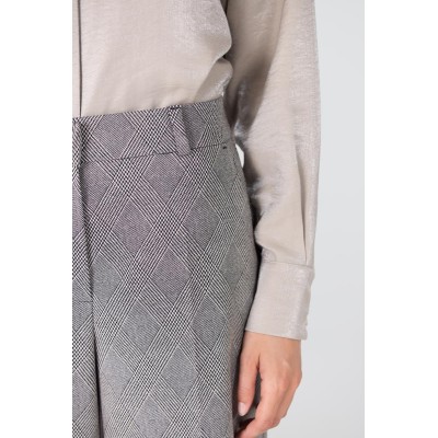 Denise ruit pantalon met wijde pijp | Kaki