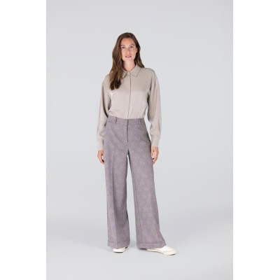 Denise ruit pantalon met wijde pijp | Kaki