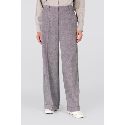 Denise ruit pantalon met wijde pijp | Kaki
