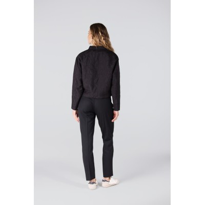Jara jasje met bloemen jacquard | Zwart