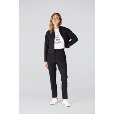 Jara jasje met bloemen jacquard | Zwart