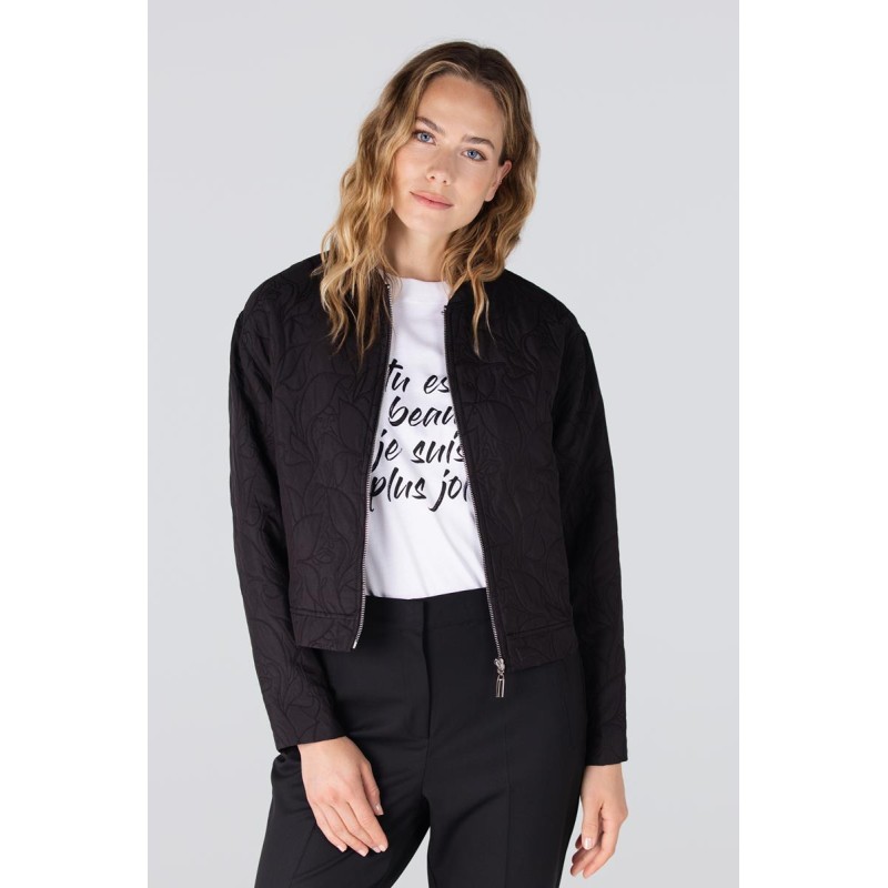 Jara jasje met bloemen jacquard | Zwart