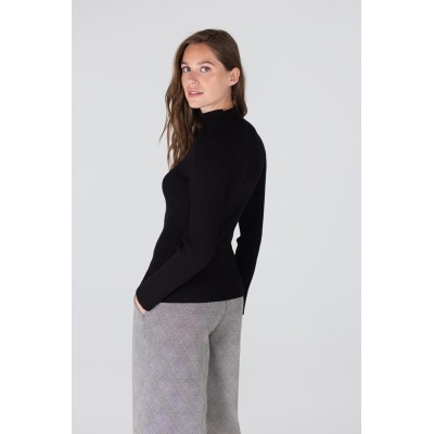 Bella trui fine rib | Zwart