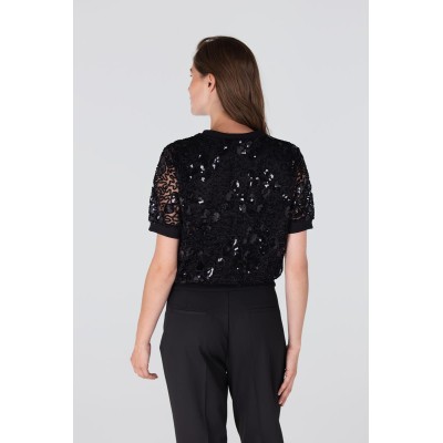 Katja top met pailletten | Zwart