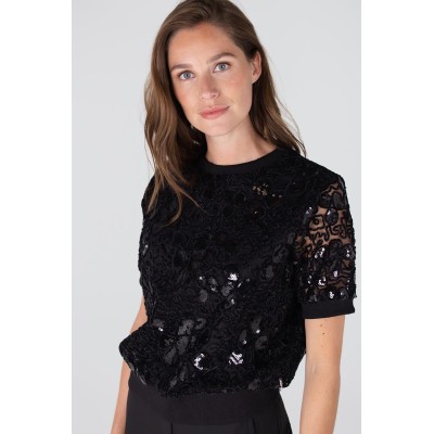 Katja top met pailletten | Zwart