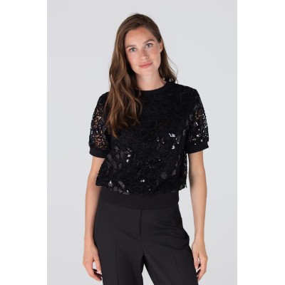 Katja top met pailletten | Zwart