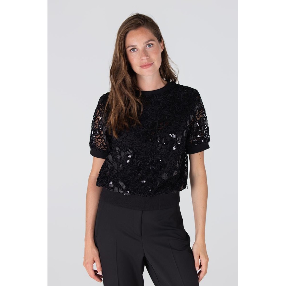 Katja top met pailletten | Zwart