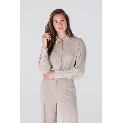 Dolores glanzende blouse | Kaki